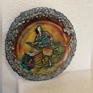 Vintage Fenton Amethyst Carnival Glass 1970 Glass Blower Annual Plate No. 1 nice